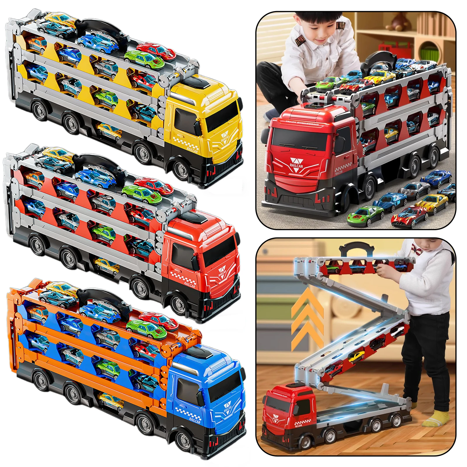 Educational Big Rig Toy With Car Storage Exciting Car Ejection Fun Indoor & Outdoor Play