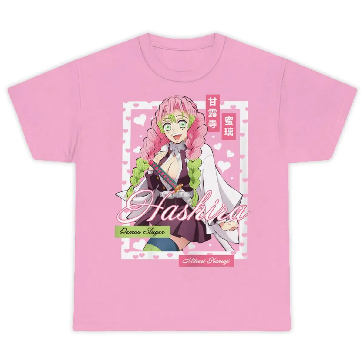 Ghost Slayer Blade Love Pillar Ganlu Temple Glass White 180g Pure Cotton Round Neck Anime Short Sleeve Summer T-shirt