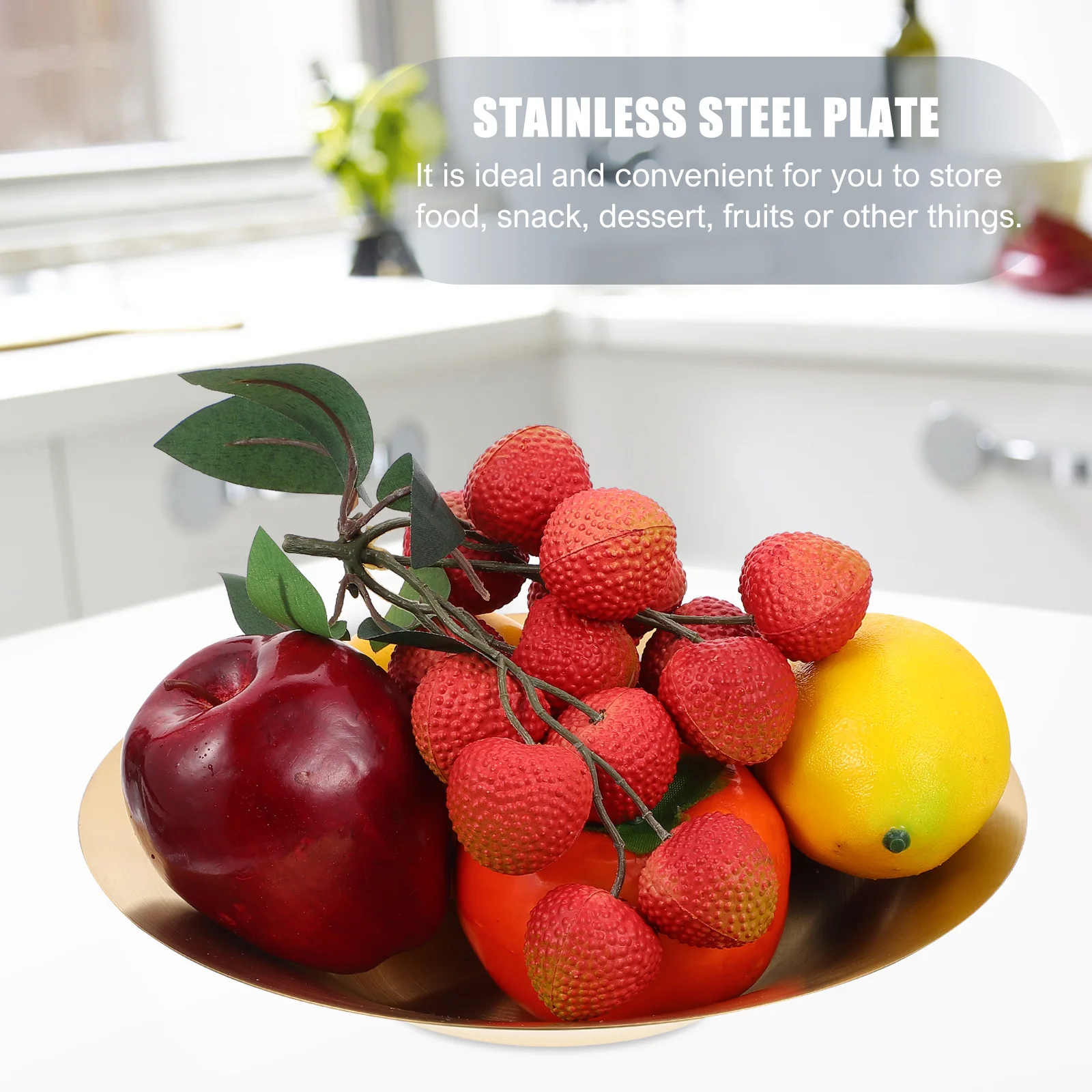 

Stainless Steel Plate Round Bowl For Fruit Pasta Storage Smooth Edges Bbq Picnic Camping Party Food Holder Serving Dish Kitchen