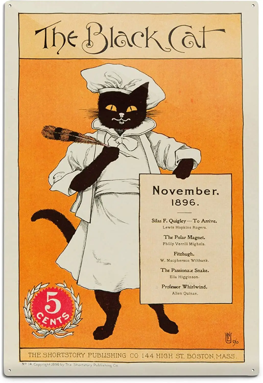 

Lantern Press The Black Cat Vintage Poster c. 1896 (12x18 Aluminum Wall Sign, Wall Decor Ready to Hang)