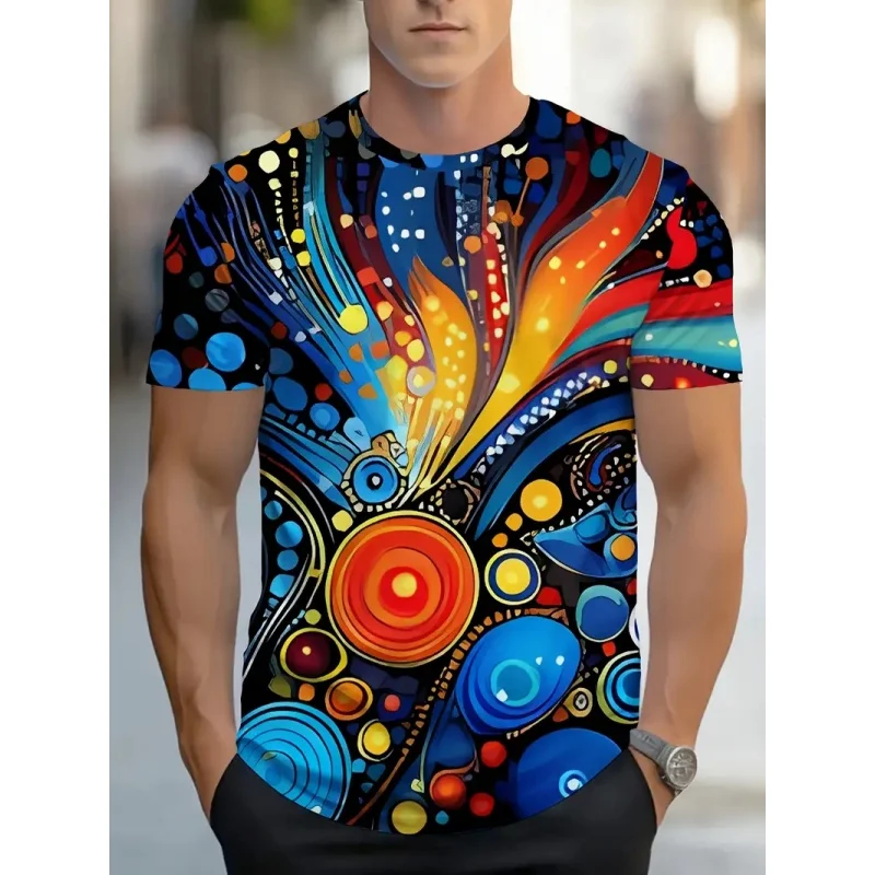 

Красочная этническая живопись графическая футболка для мужчин крутые футболки с 3D принтом летние модные топы с короткими рукавами свободные футболки с круглым вырезом