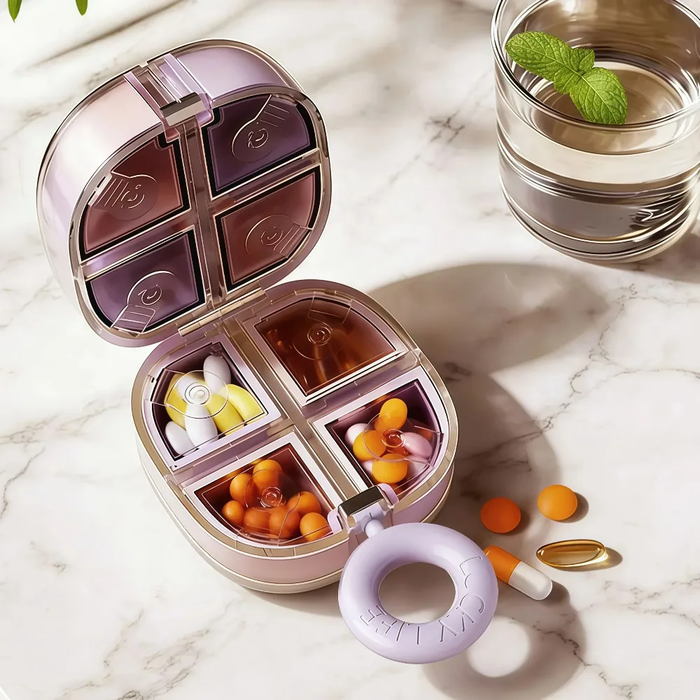 1/2/3Pcs Weekly 7 Day Pill Organizer with Magnetic Design, Detachable Pill Box Case for 8 Compartments for Vitamins Medication
