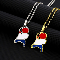 Trendy Netherlands Map Flag Pendant Necklaces for Women Girls Gold Color Stainless Steel Holland Jewelry Dutch Ethnic Gifts