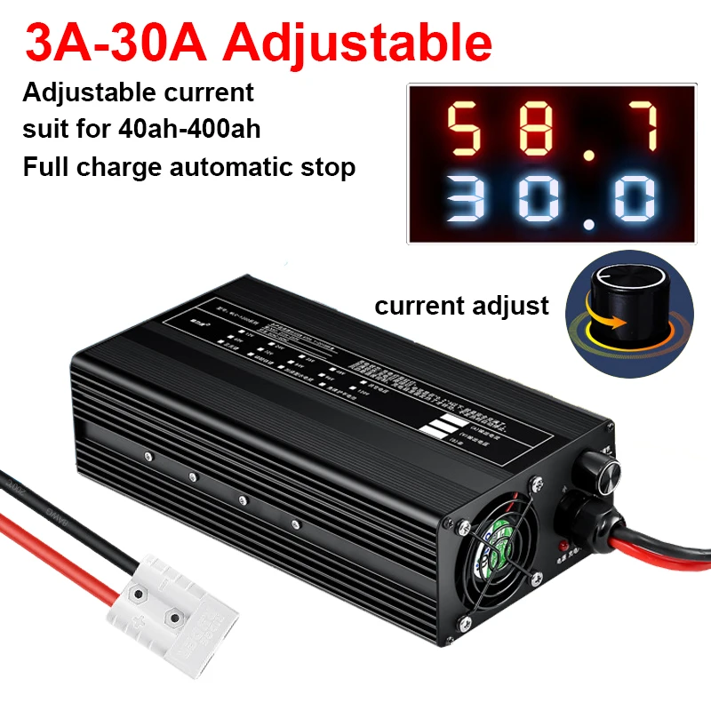 12V 24V 29.2V 29.4V 14.6V 16.8V Li-ion Lifepo4 Lithium Battery Charger Adjustable 15A 20A 25A 30A Fast Charge 3S 4S 6S 7S 8S