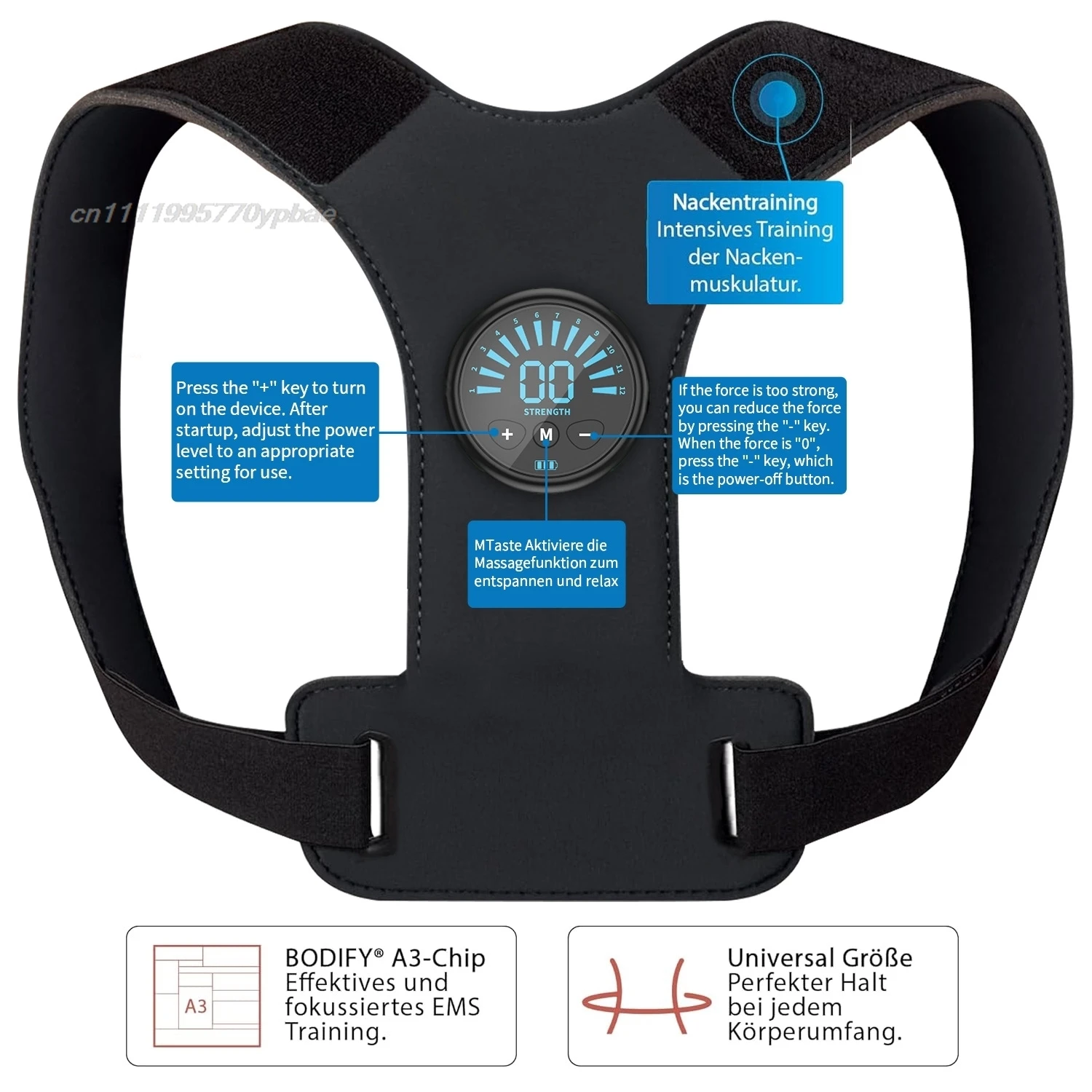 EMS Posture Corrector Belt - Back Muscle Stimulator Massager Adjustable Shoulder Support Body Relaxation For Office Home