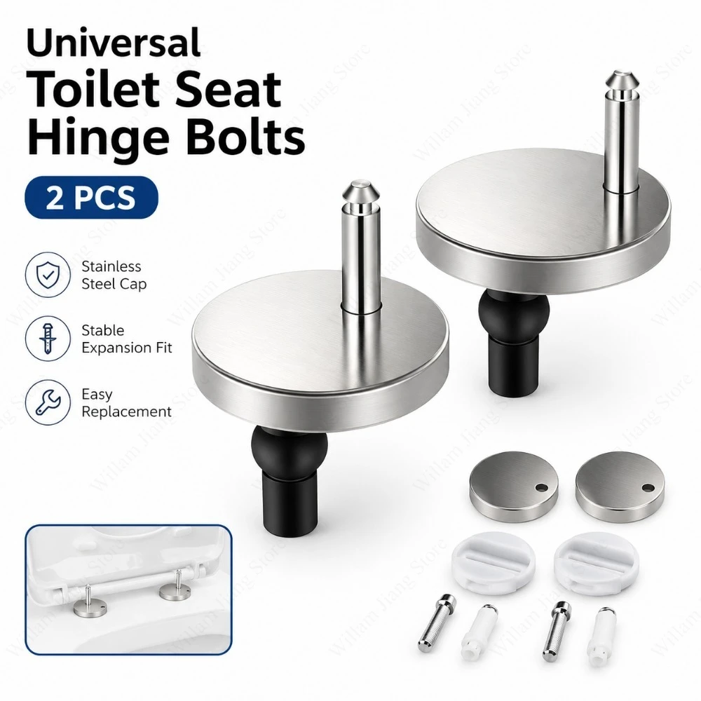 

Stainless Steel Toilet Seats Hinges 2 Pcs Top Mount Fitting Parts Soft Universal Replacement for Home Toilet Lid Installation
