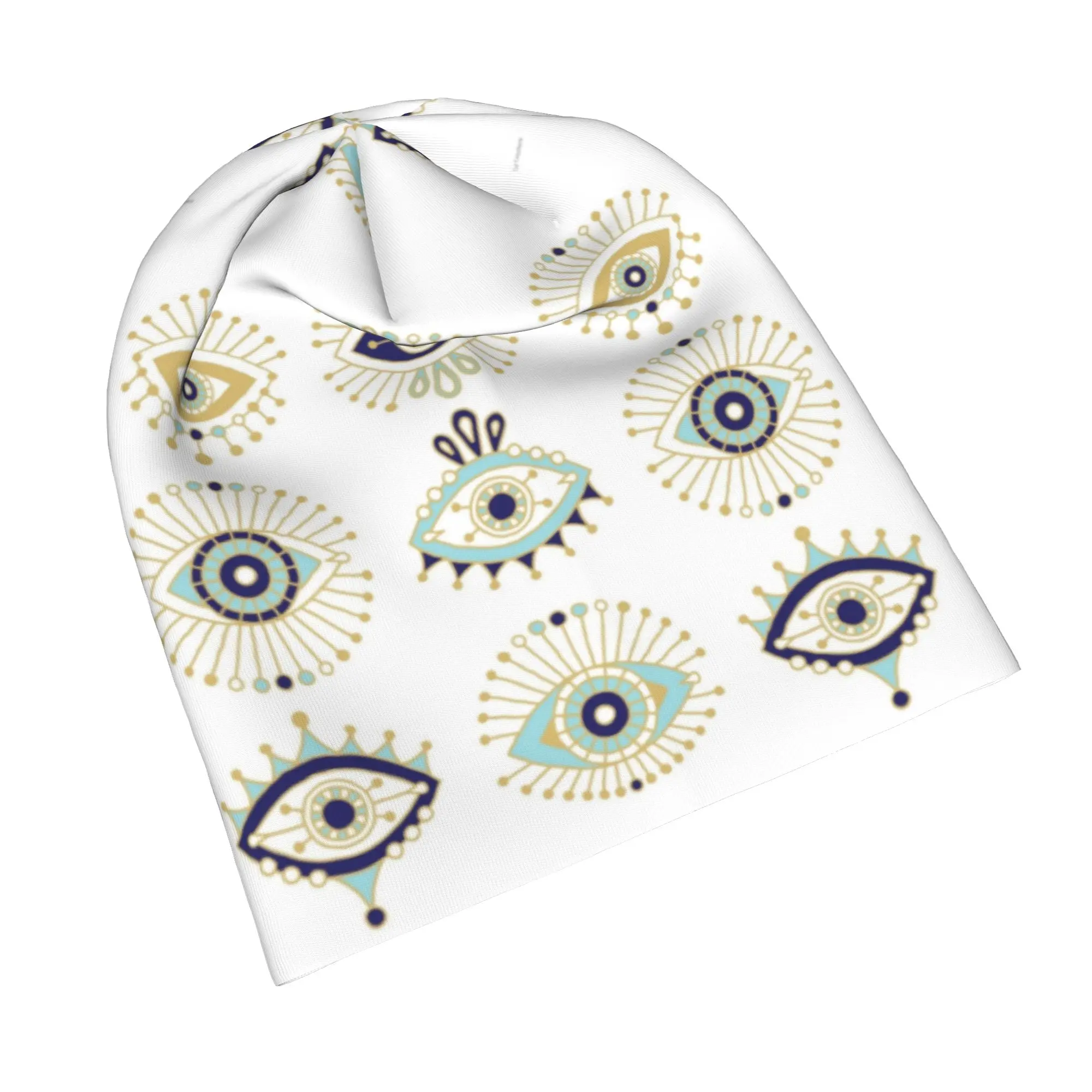 Evil Eye Boho Cap Greek Amule Nazar Lucky Fashion Adult Outdoor Skullies Beanies Hat Summer Warm Dual-use Bonnet Hat