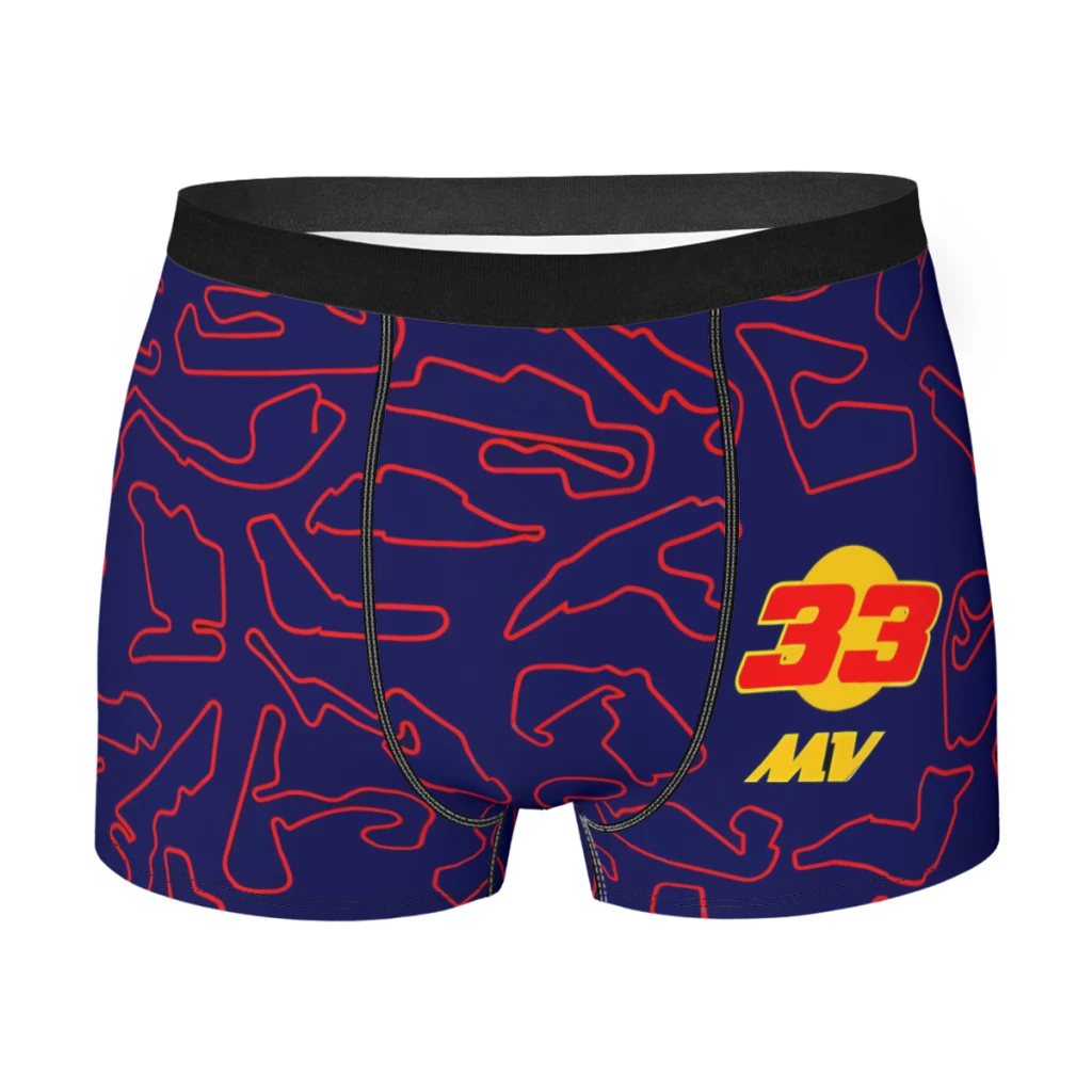 33 MV Circuitos Formular 1 Cuecas Algodão Cuecas Homem Roupa Interior Imprimir Shorts Boxer Briefs