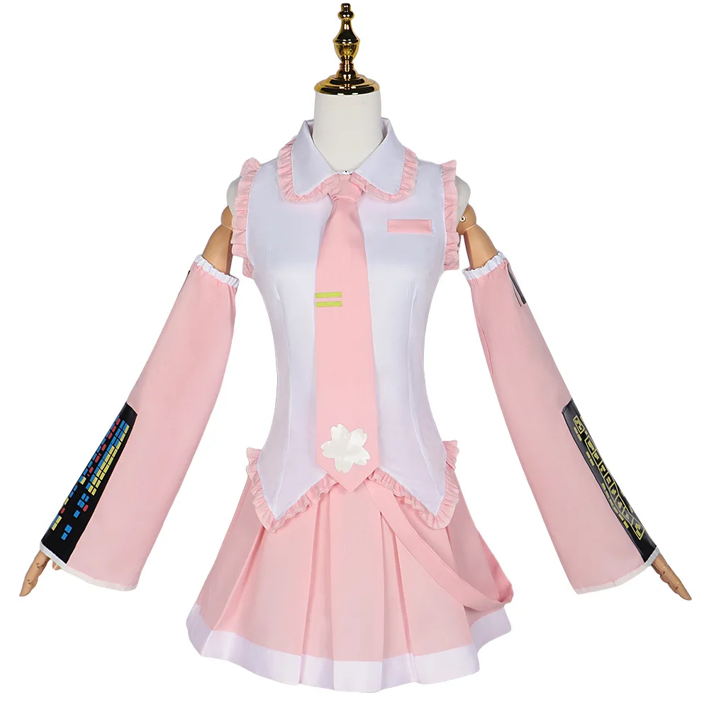 bilibili Miku Cosplay Costume Suits Wig Pink Outfits School Uniform Skirt JK Regular Clothes Halloween Role Play Dresse for Girl