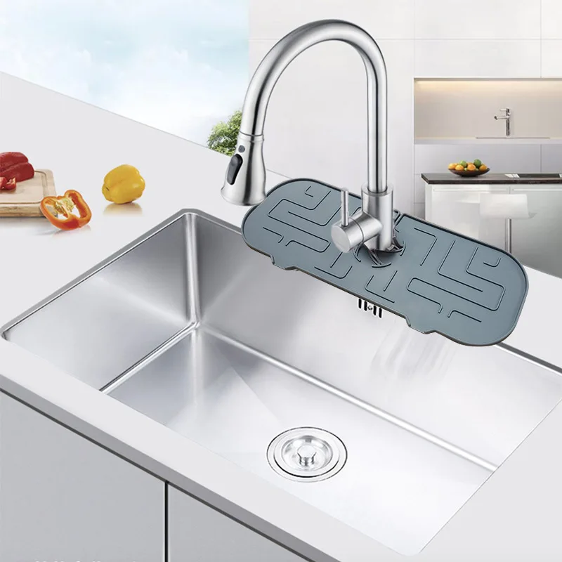 Slicone Faucet Absorbent Mat Sink Splash Guard Drain Pad Faucet Splash Catcher Mats Sink Countertop Protector Kitchen Gadgets