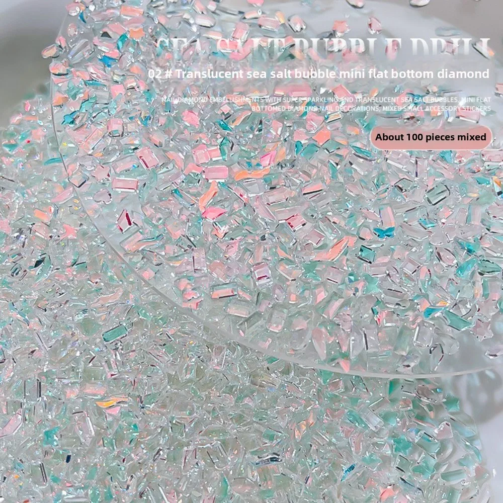New Sea Salt Bubble Nail Art Irregular Drill Small Transparent Nail Charms Diamond Colorful Aurora Mixed Nail Decorations