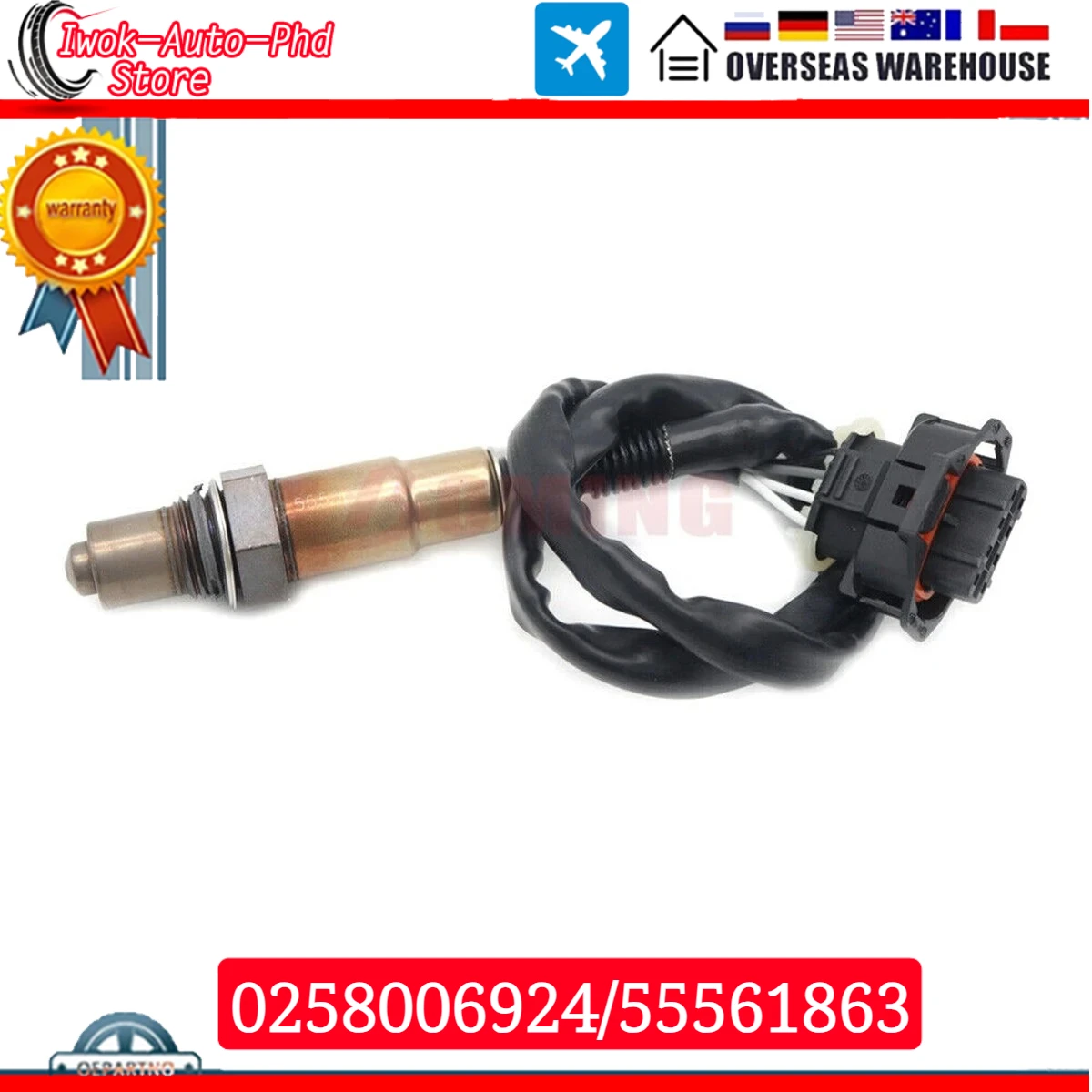 

Car Air Fuel Ratio Lambda Oxygen O2 Sensor 0258006924 55561863 93190419 for Vauxhall Opel AGILA COMBO CORSA C D MK 1.0 1.2 1.4