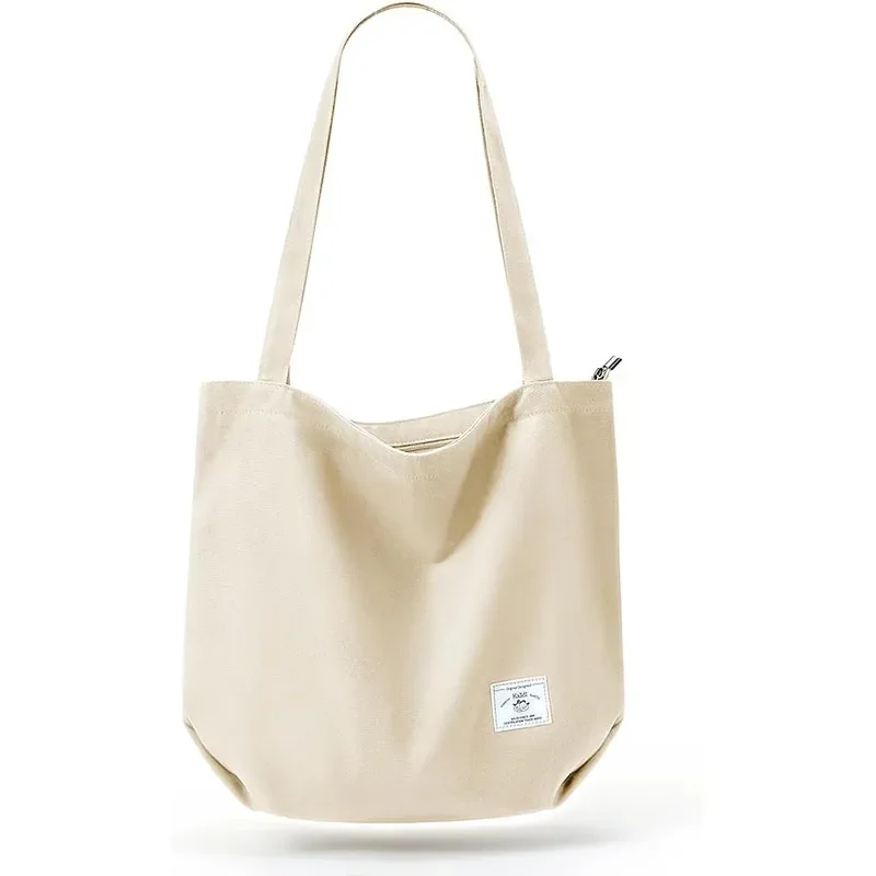 VCN2-Sac fourre-tout en toile pour femme, initié avec poches zippées, grands sacs à main, sac à main rétro, travail simple