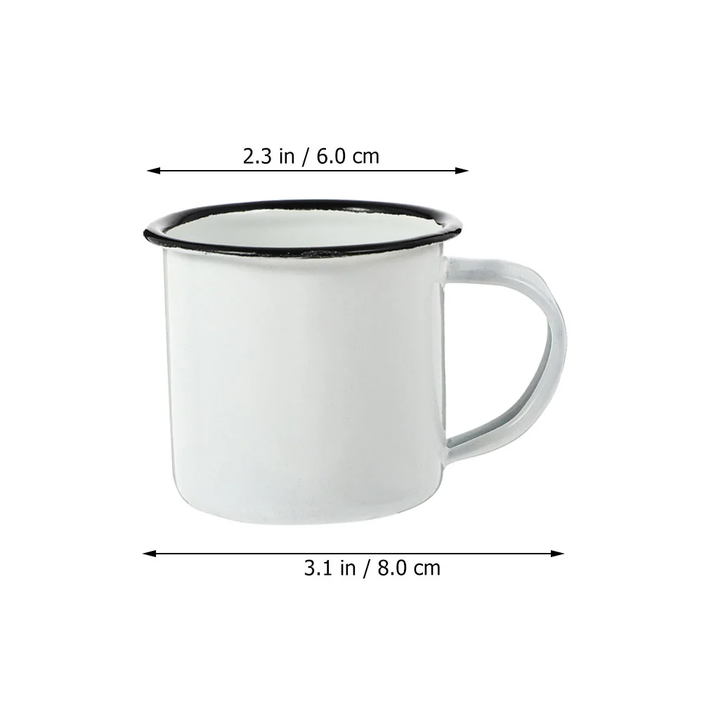 Copos de água engrossados velho retro beber vidro espresso esmalte caneca ferro branco criança canecas