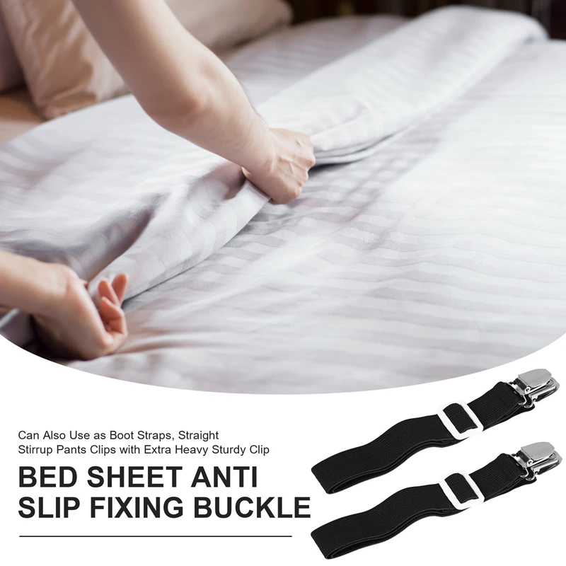 8Pcs Sheet Straps Suspenders Band Adjustable Bed Corner Holder Elastic Fasteners Clips Grippers Mattress Pad Cover Fitted Sheet,