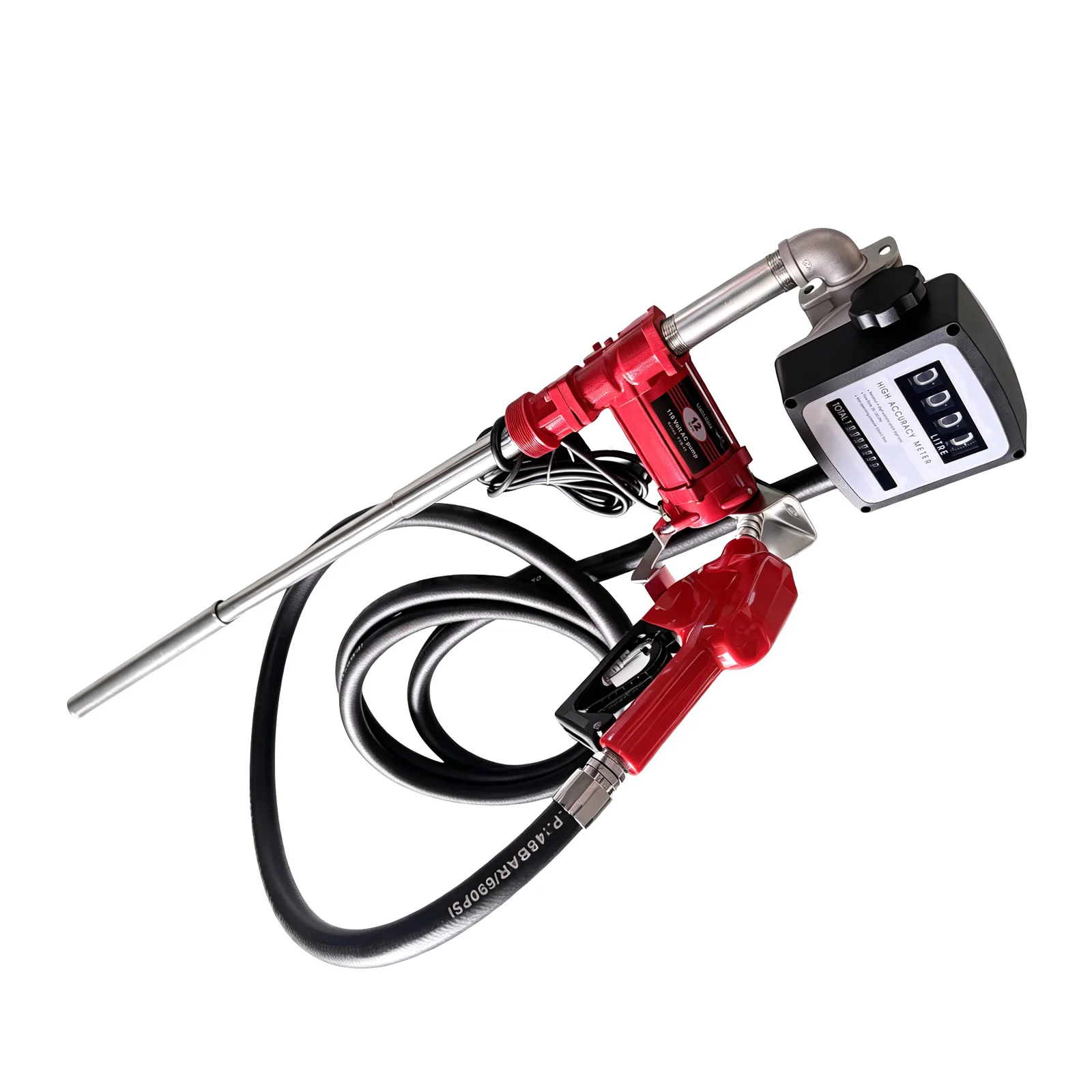 12V/24V DC Metered Refuel Pump Assembly Auto Start-Stop for Diesel Storage Drums & Machine Fuel Tanks