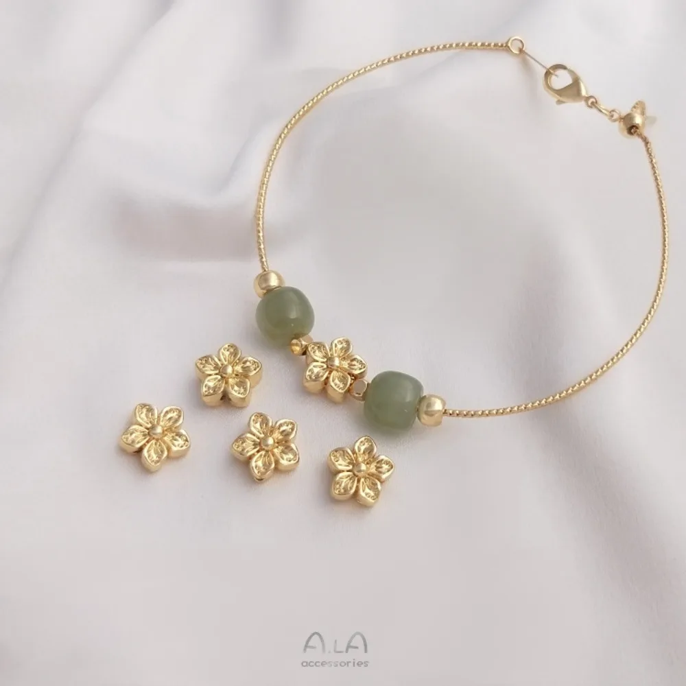 النحاس حبة 14K الذهب اللون زهر الخوخ نقل حبة اليدوية سوار ذاتي الصنع أقراط قلادة مجوهرات فضفاض الخرزة الملحقات