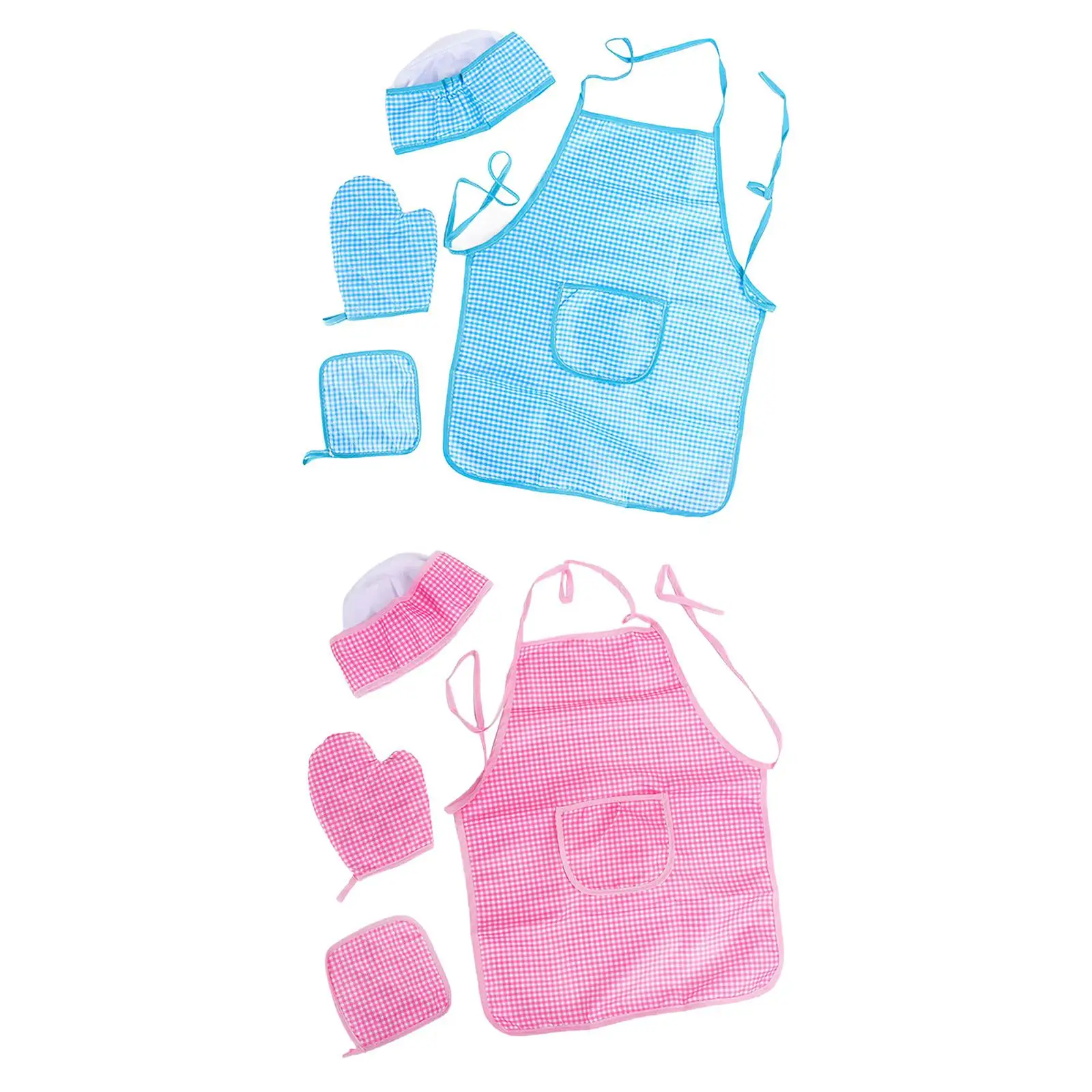 Kids Aprons Kids Chef Hat and Apron Set Oven Mitt Hot Pad Pretend Play Chef Costume Set Kids Baking Chef Set for Performances