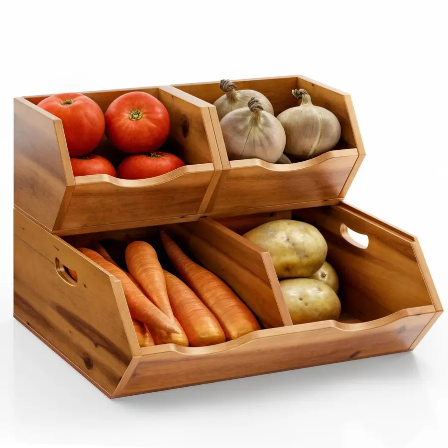 

Acacia Wood Potato and Onion Storage Bin, Potato Storage, Pantry Baskets, Vegetable Storage, Onion and Potato Storage Bins, Wood