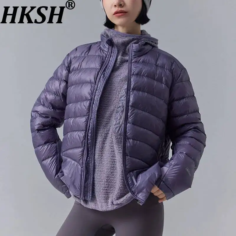 

HKSH Winter New Men Women Down Coat Stand Collar Zipper Outdoor Sports Windproof Waterproof Lightweight Chic Warm Jacket HK13133