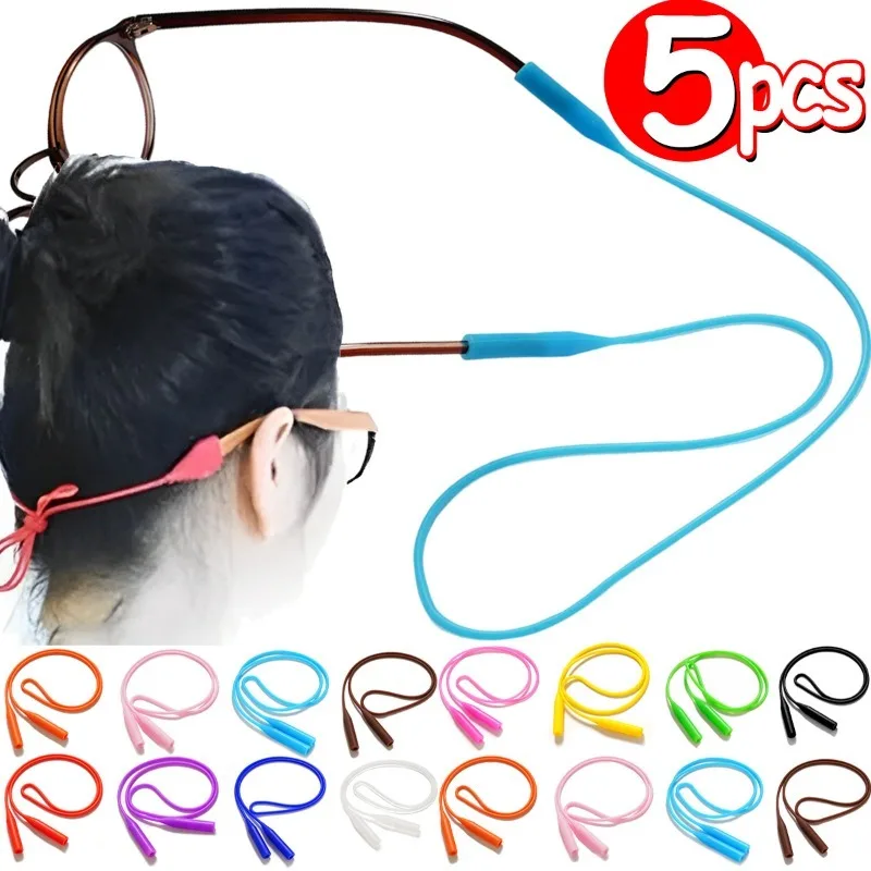 滑り止めシリコンアイウェアロープ,スポーツ眼鏡ストラップ,ネックストラップ,サングラスホルダー,アクセサリー,1個,5個