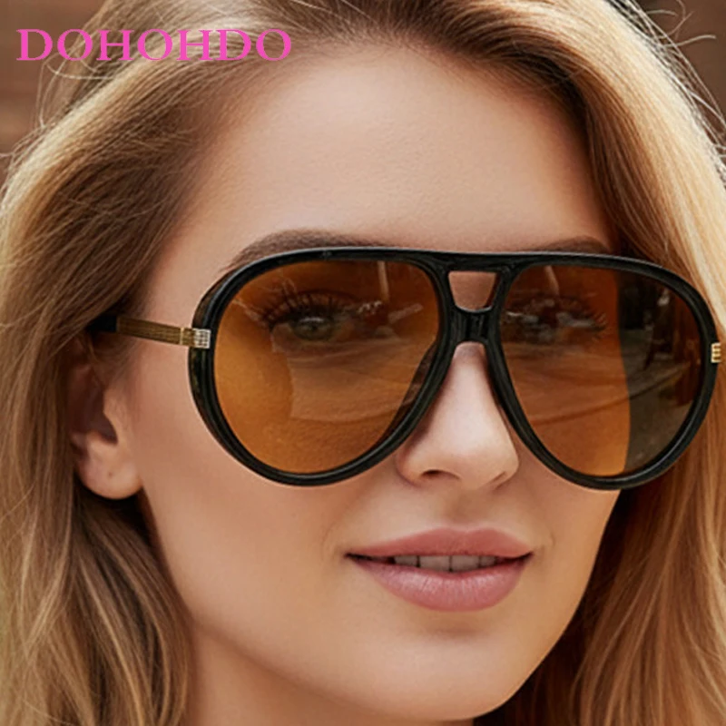 

Y2K Oversized Twin Bridge Pilot Metal Legs Women Sunglasses Popular Brand Design Punk Men Eyewear Outdoor Travel Sunglass UV400