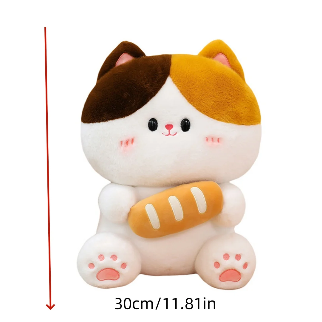 1pc 30cm/11.81in Cute and Cute Bread Cat Plush Toy Doll Birthday Gift for Sleeping Puppet Ragdoll Girl