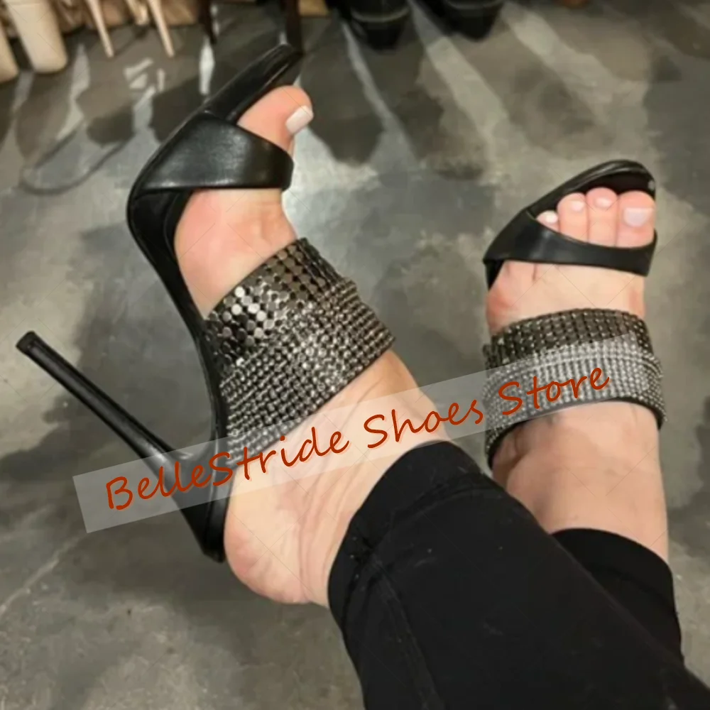 

Black Round Toe Slippers Matte Leather Shoes for Women Stilettos High Heels Fashionable Dinner Party 2025 Zapatos Para Mujeres