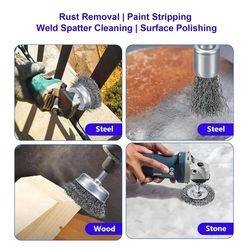 AB66-15Pcs Wire Brush Set, For Drill Rust Paint Removal