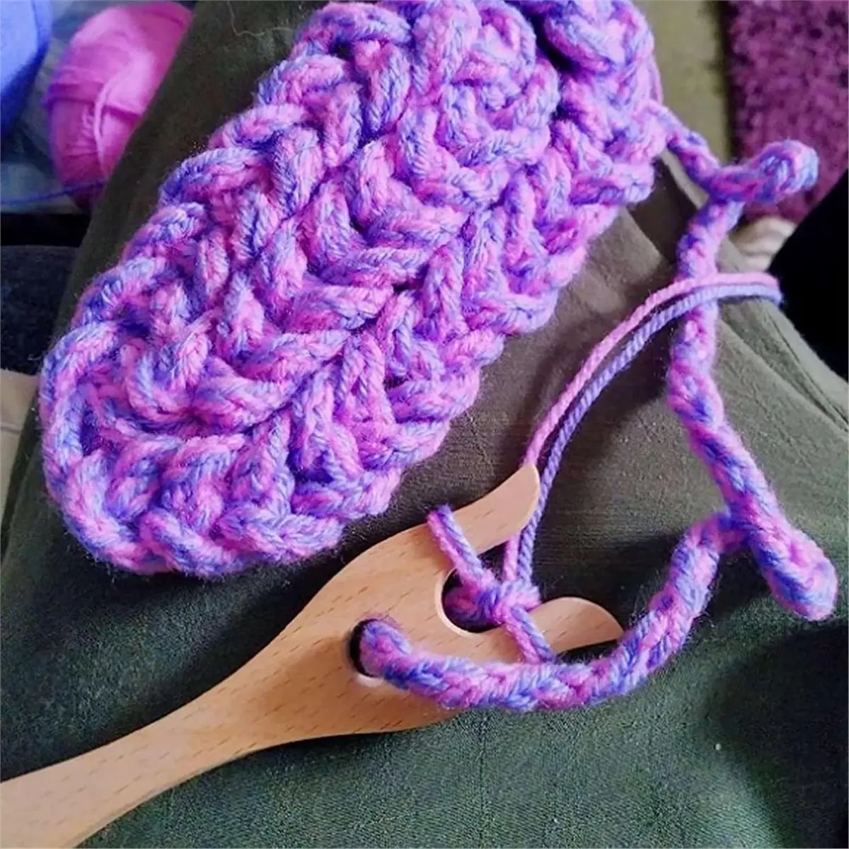 PROMOTION!Knitting Fork Wooden Set - 4pcs Crochet and Braiding Tools with Big Eye Needle, for Rug Making, Knitting and Handmade