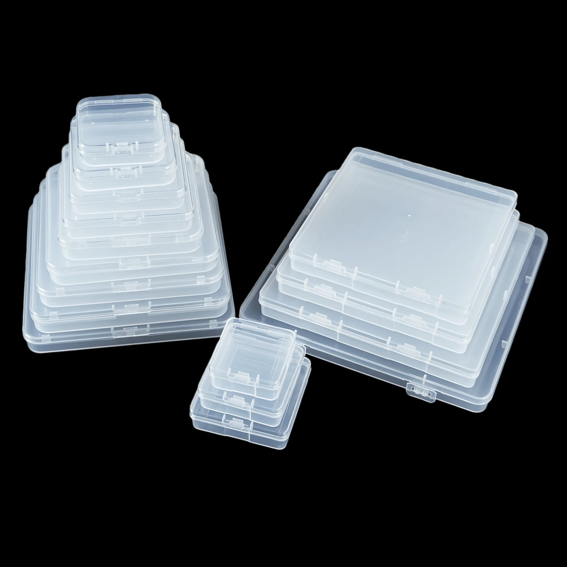 Square Flat Clear Plastic Box Hardware Tool Parts Storage Case Transparent Component Organizer Container Accessory Sorting Case