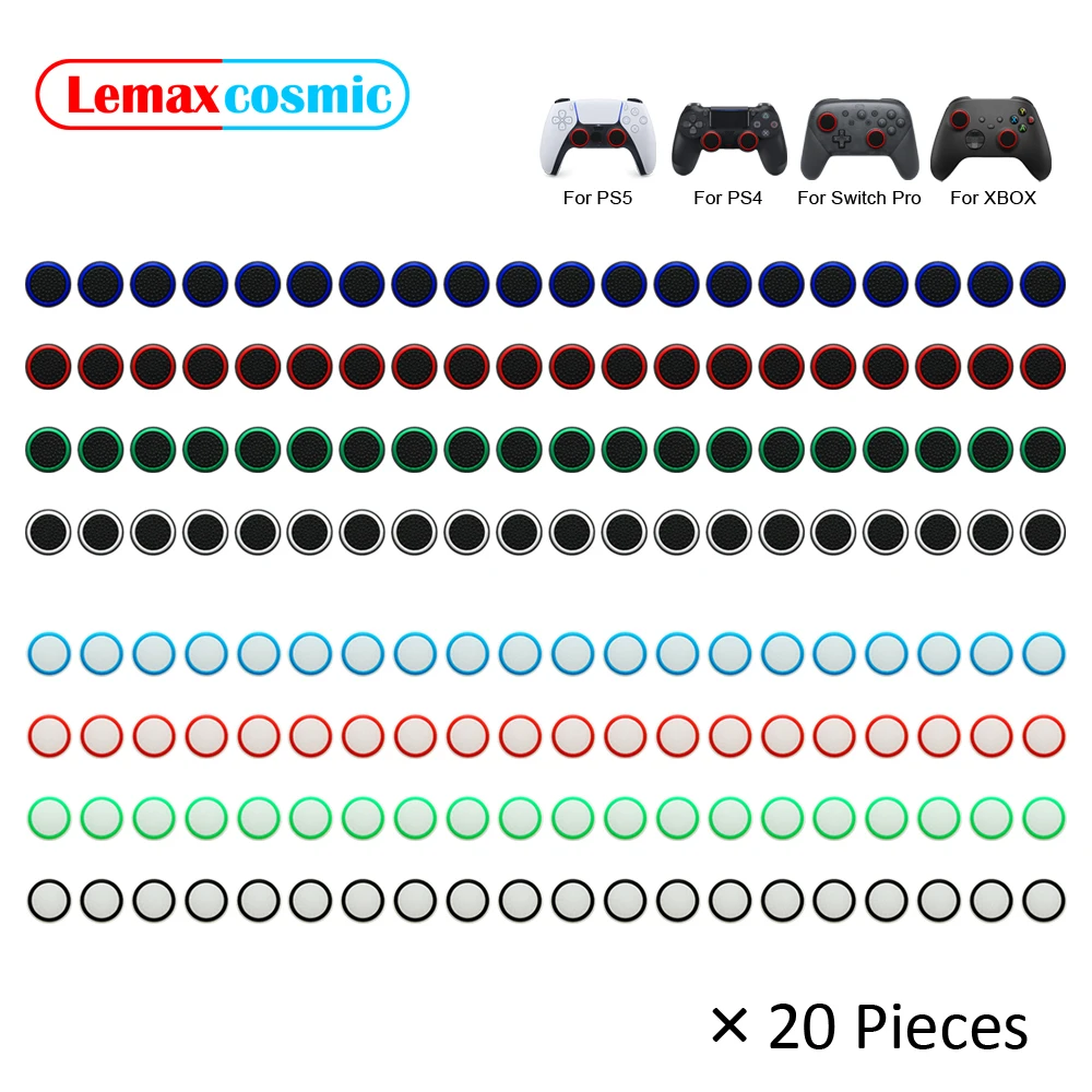 20 piezas de tapas de agarre de Joystick de silicona controlador Thumb Stick funda para Sony Playstation DualSense Dualshock 4 5 PS4 PS5