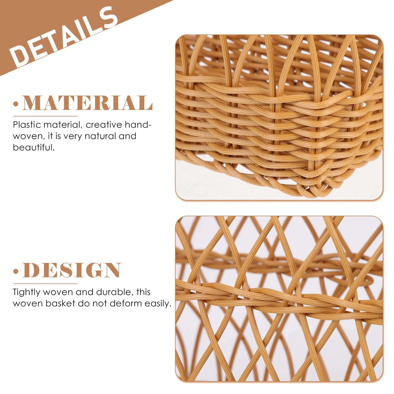 

Woven Baskets Imitation Rattan Weaving Portable Fruit Food Storage Household Picnic Travel