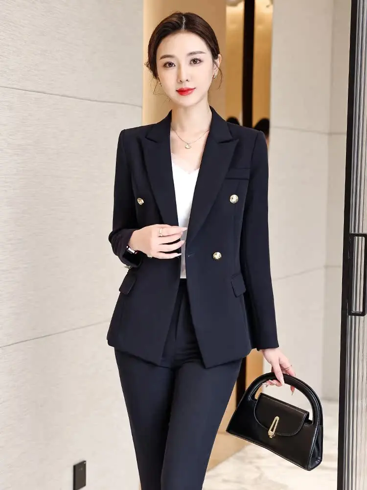 Cobalt Blue Professional Suit Set for Women Spring New Style College Students Job Interview Formal Outerwear Career Fashion