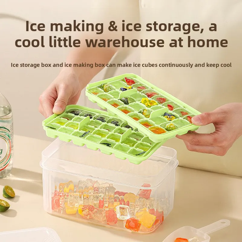 Press Ice Cube Mold zer Proof Quick-frozen Easy Demoulding Food Grade Household Refrigerator Storage