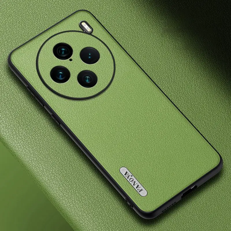 Luxury PU Leather Case For Vivo X100 Pro Matte Back Cover TPU Silicone Full Protection Phone Case For Vivo X100 5G VivoX100 Pro