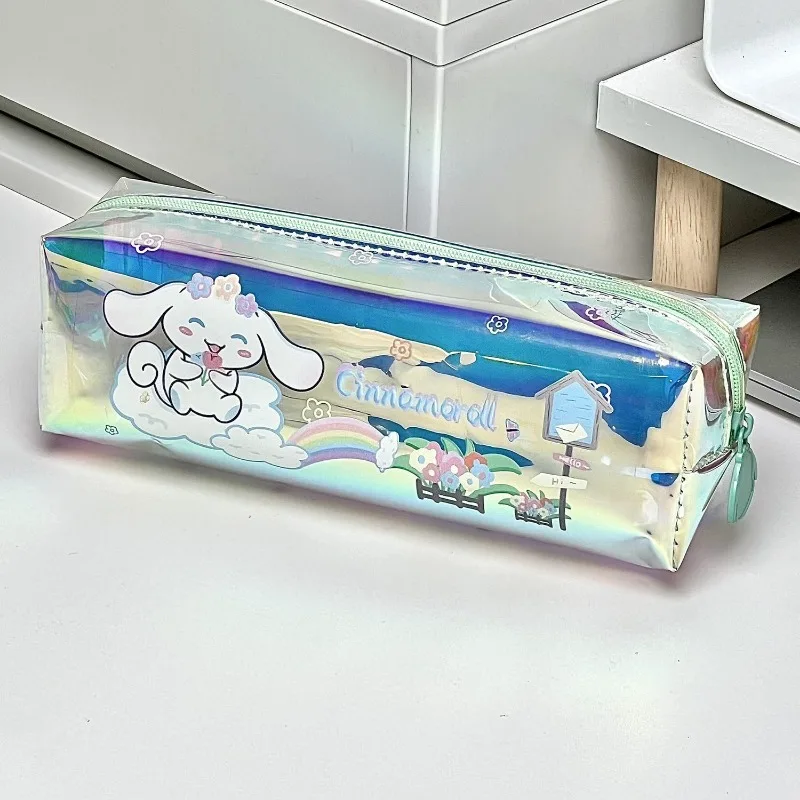 Sanurgente-Trousse à crayons transparente Pochacco Kuromi, sac de rangement sans couche intercalaire, étui à crayons Water Verde, cadeau cancers de dessin animé d'étude