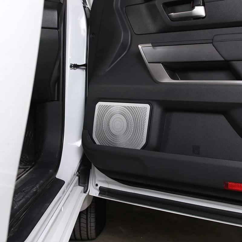 Car Inner Door Speaker Horn Cover Trim Kit For Toyota  Sequoia 2022 2023 Stainless Steel Accessorise image 2