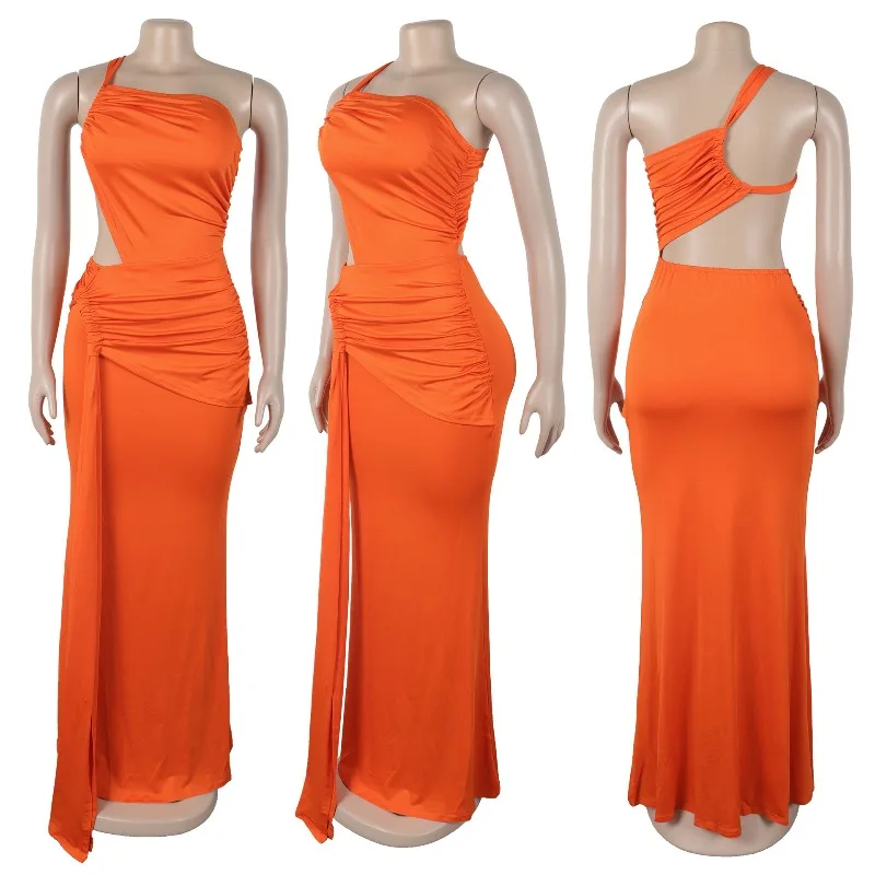 KEXU المرأة بلا أكمام مثير الجوف خارج حزام Ruched ماكسي فستان طويل 2025 الصيف الشارع حفلة عيد ميلاد فساتين سهرة Vestidos