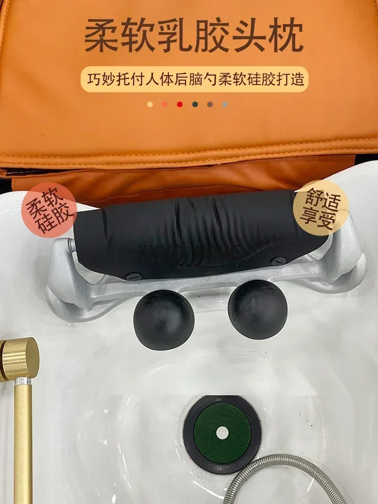 Ceramic Basin for Hair Washing Station High-End Flushing Bed Barber Shop for Hair