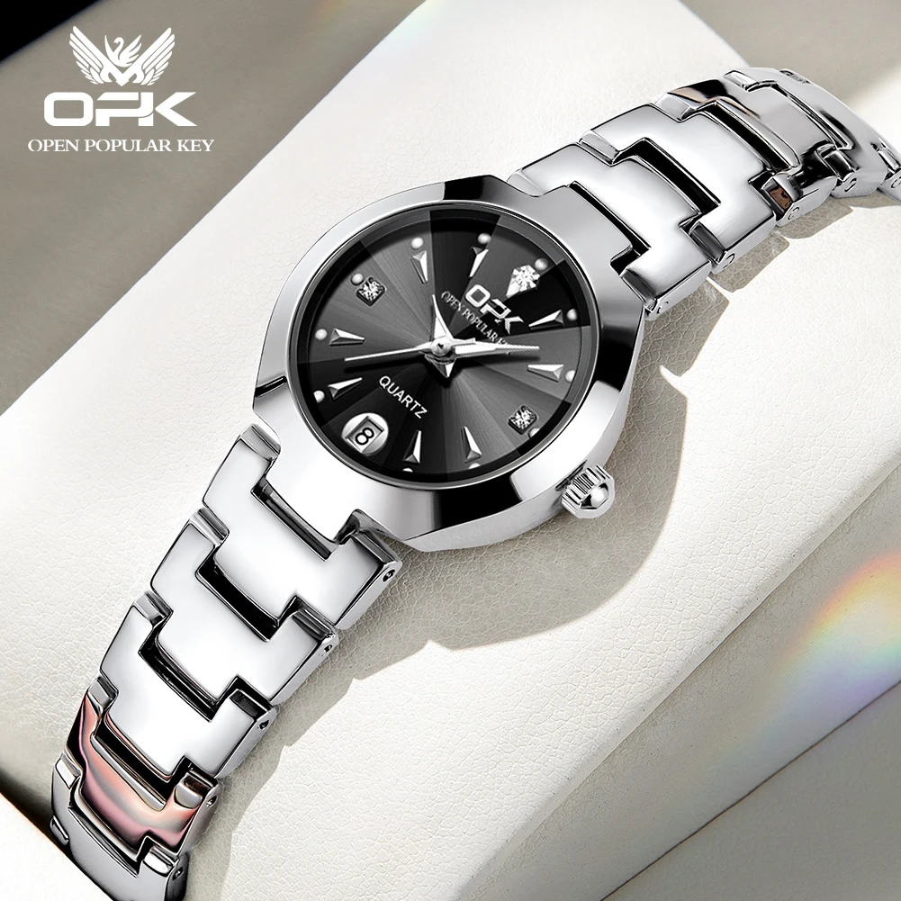 OPK 8105 Women's Single Calendar Quartz Watch with Waterproof Steel Strip