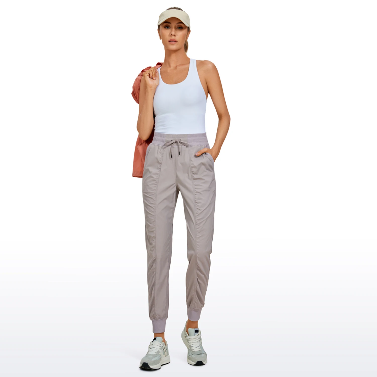 CRZ-pantalones de YOGA ligeros para mujer, pantalón de entrenamiento de cintura alta, informal, con bolsillos, para correr al aire libre