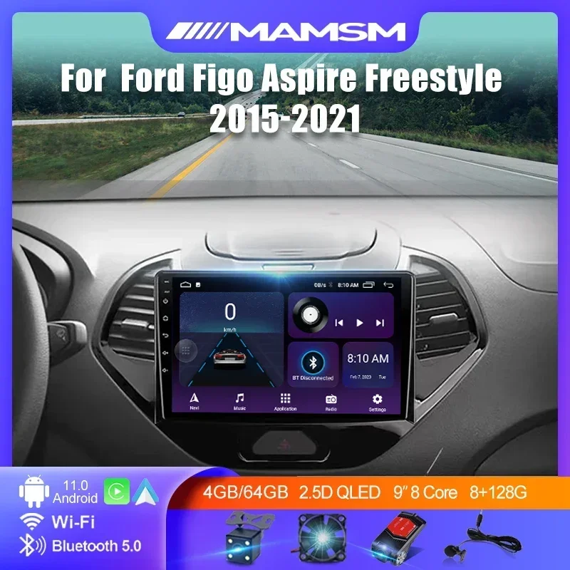 Android 12 Car Radio Multimedia video Player For Ford Figo Aspire Freestyle 2015 - 2021 Carplay Auto DVD GPS Navigation Player