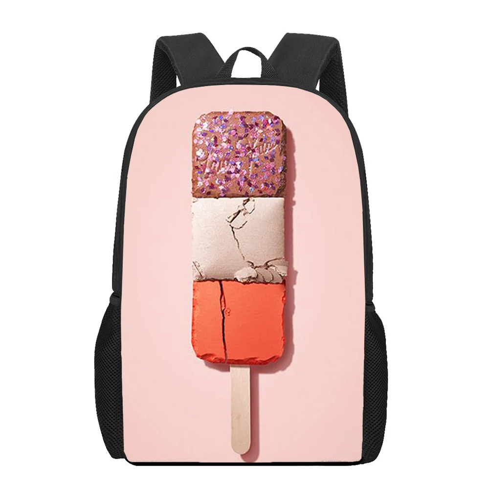 Bolsas escolares de arte para niños y niñas, morral con estampado de lápiz labial y sombra de ojos, Mochila de hombro para estudiantes