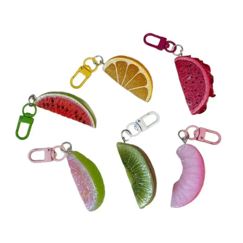 1 Stück Niedlicher Simulierter Sommerfruchtscheiben-Schlüsselanhänger aus Harz und Metall zum Aufhängen für Schlüssel, Taschen, Autodekoration – Detail 5