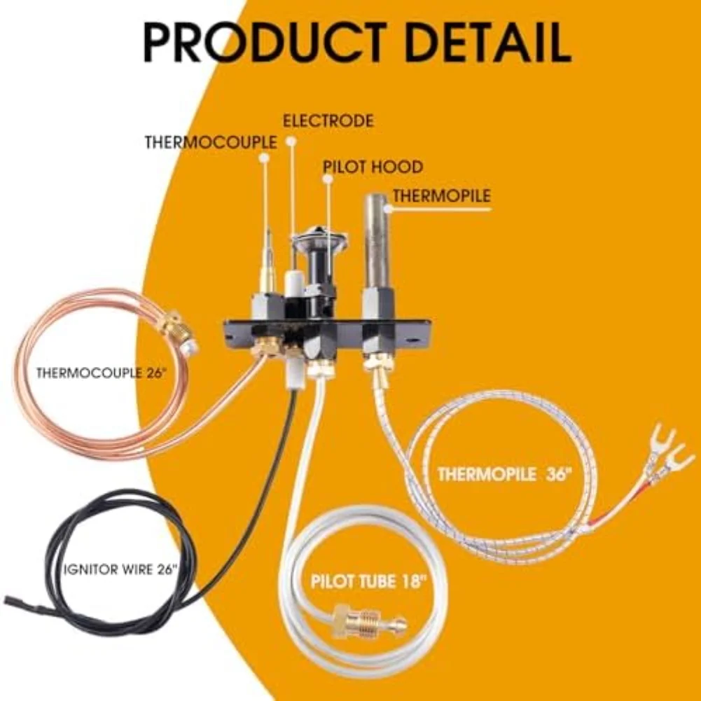 

Газовый камин в сборе зажигания LP 3-ходовой пилотный комплект с медной направляющей крышкой и прочными крепежными кронштейнами для повышенной долговечности