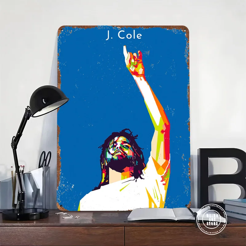J Cole Metal Poster Customized Wall Art Retro Vintage Metal Signs for Man Cave Office Decoration Gaming Living Room Decorations