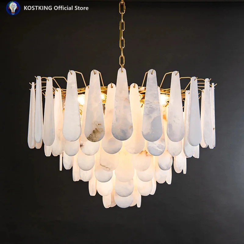 Creative Feather Shaped Cloud Stone Pendant Lamp Modern Light Luxury Dining Room Bedroom Villa Living Artistic Lighting Fixtures