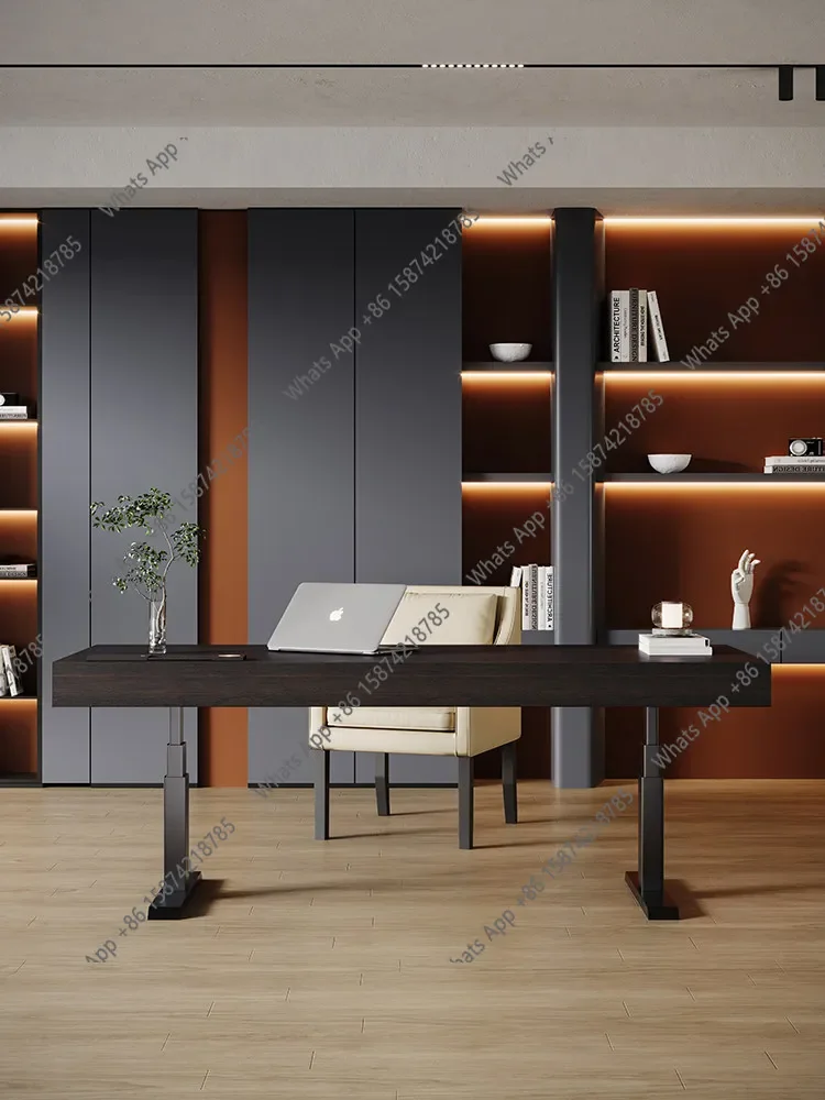 N62 Italian minimalist electric lifting desk adult home modern study writing desk solid wood computer desk