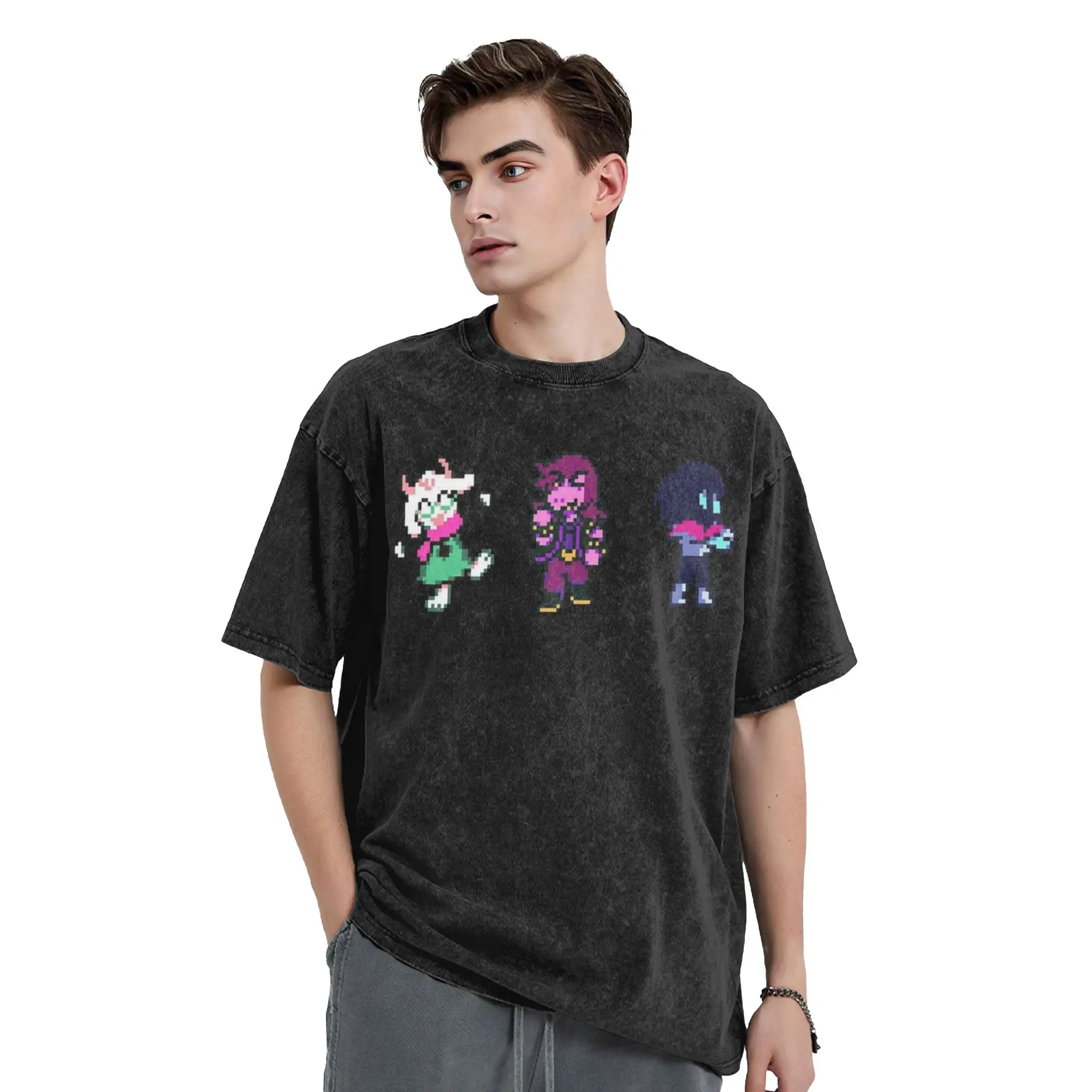 Deltarune Chapter Trio is back T Shirts Washed 100% Cotton Oversize T-Shirt  Retro Men Women Tops Streetwear Summer Tees